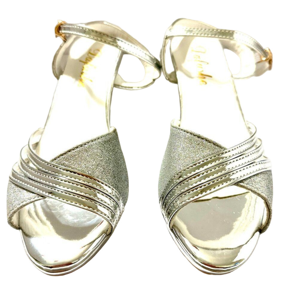 Fashion Glitter Sparkle Heel Ankle Open Toe Shoes Adult Women's Size 7.5